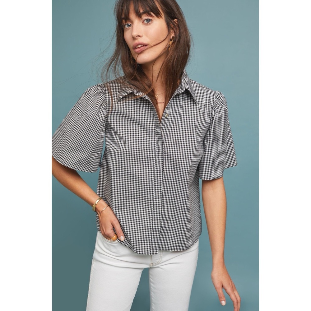 Anthropologie Gingham Blouse